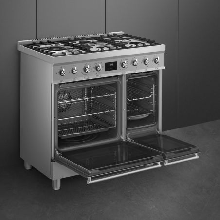 Piano de cuisson SMEG C92GMX2 90 cm inox - Double four gaz multifonction