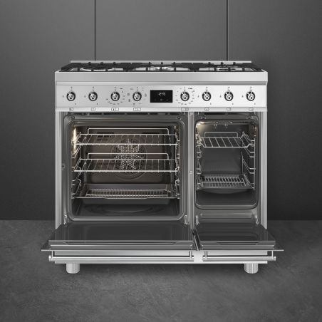 Piano de cuisson SMEG C92GMX2 90 cm inox - Double four gaz multifonction