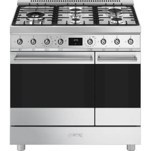 Piano de cuisson SMEG C92GMX2 90 cm inox - Double four gaz multifonction