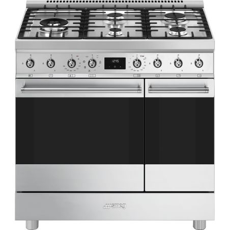 Piano de cuisson SMEG C92GMX2 90 cm inox - Double four gaz multifonction