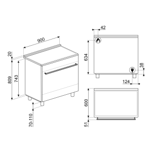 Piano de cuisson SMEG C92GMX2 90 cm inox - Double four gaz multifonction