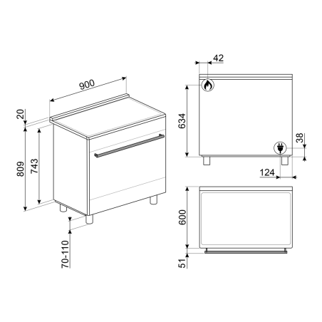 Piano de cuisson SMEG C92GMX2 90 cm inox - Double four gaz multifonction