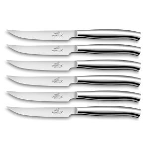 Coffret 6 Couteaux à Steak Forgés Tout Inox Lame Lisse 11 cm St Germain Lion Sabatier