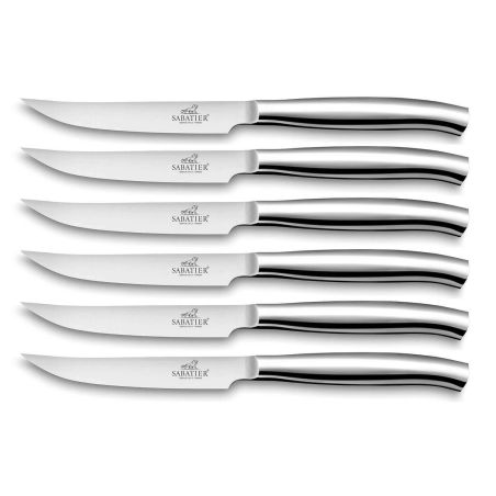 Coffret 6 Couteaux à Steak Forgés Tout Inox Lame Lisse 11 cm St Germain Lion Sabatier
