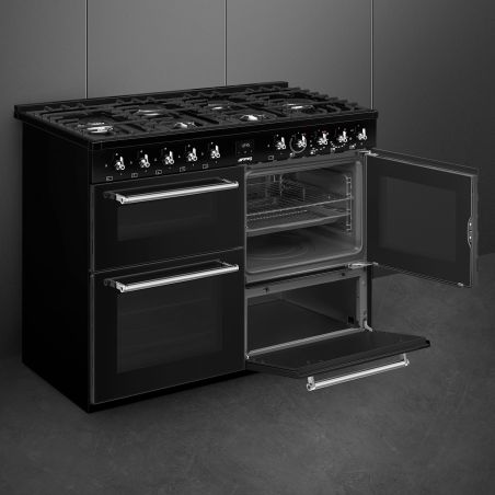 Piano de cuisson SMEG Concerto 90x60 cm 5 feux gaz Noir | CX93GMBL