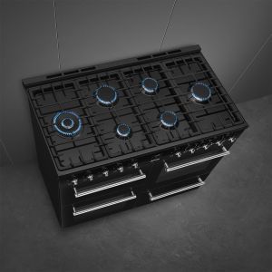 Piano de cuisson SMEG Concerto 90x60 cm 5 feux gaz Noir | CX93GMBL