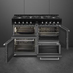Piano de cuisson SMEG Concerto 90x60 cm 5 feux gaz Noir | CX93GMBL