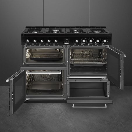Piano de cuisson SMEG Concerto 90x60 cm 5 feux gaz Noir | CX93GMBL