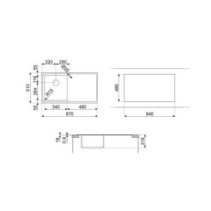 Évier encastrable SMEG inox 86cm LFT861S