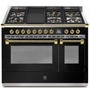 Piano de cuisson STEEL ASCOT 120 cm combi-steam - 6 feux gaz + 1 plancha 6T