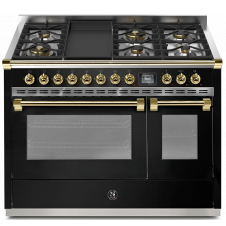 Piano de cuisson STEEL ASCOT 120 cm combi-steam - 6 feux gaz + 1 plancha 6T