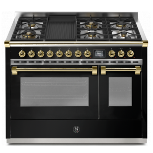 Piano de cuisson STEEL ASCOT 120 cm combi-steam - 6 feux gaz + 1 barbecue 6B