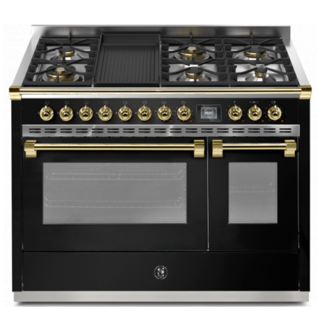 Piano de cuisson STEEL ASCOT 120 cm combi-steam - 6 feux gaz + 1 barbecue 6B