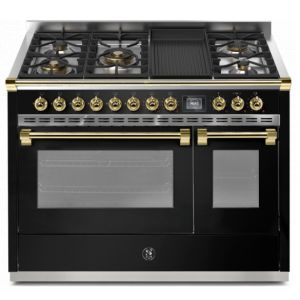 Piano de cuisson STEEL ASCOT 120 cm combi-steam - 6 feux gaz + 1 barbecue 4BM