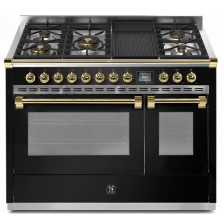 Piano de cuisson STEEL ASCOT 120 cm combi-steam - 6 feux gaz + 1 barbecue 4BM