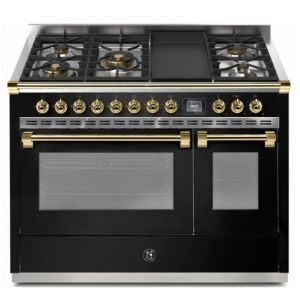 Piano de cuisson STEEL ASCOT 120 cm combi-steam - 5 feux gaz + 1 plancha 4TM