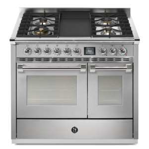Piano de cuisson STEEL ASCOT 100 cm combi-steam - 4 FEUX GAZ + 1 PLANCHA 4T