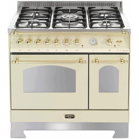 Piano de cuisson Lofra DOLCEVITA 90cm Mixte 2 fours dont 1 gaz Ivoire Laiton