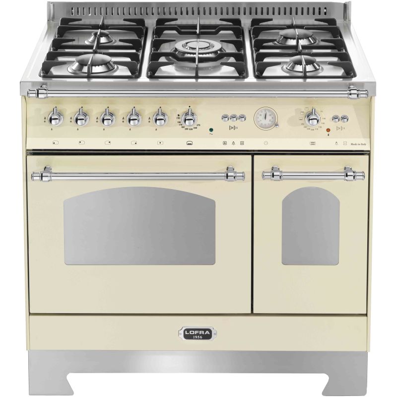 Piano de cuisson Lofra DOLCEVITA 90cm Mixte 2 fours dont 1 gaz Ivoire Chrome