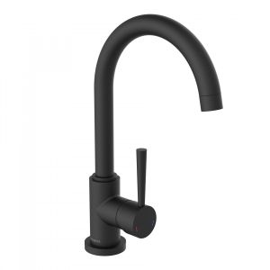 Mitigeur cuisine SCHÜTTE avec bec rond noir mat CORNWALL 79166