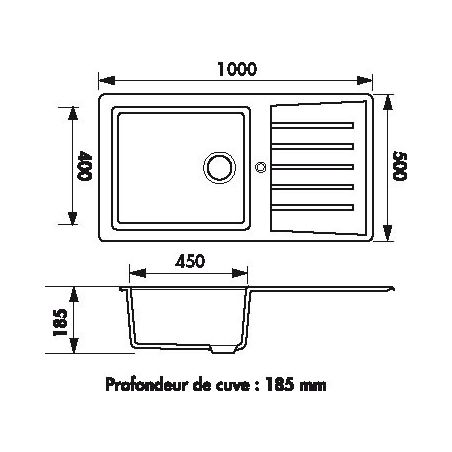 Evier grand bac à encastrer LUISINA Noir 100x50 cm POLKA EV276VE009
