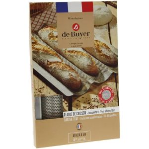 Plaque 3 baguettes inox perforé DE BUYER 3366.03