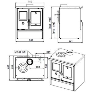 Cuisinière à bois DEVILLE Mélisse 75 cm Bleu nuit C086AA06