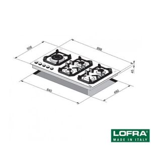 Plaque de cuisson encastrable gaz 90cm Lofra MARTE