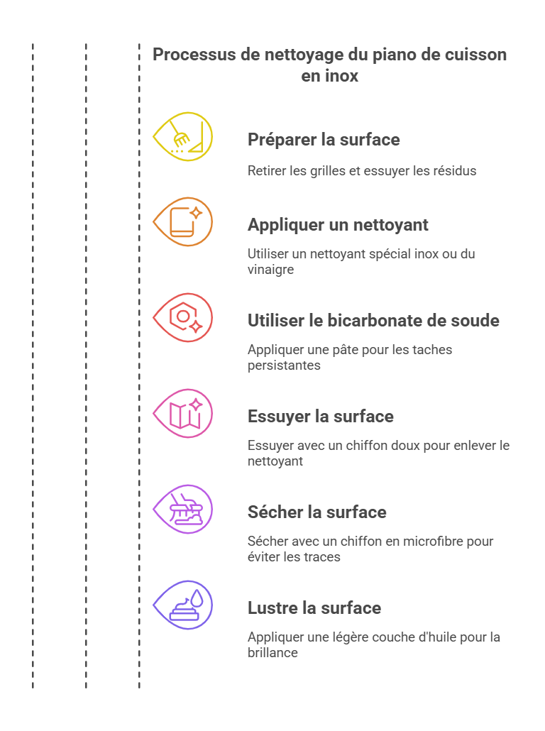 etapes nettoyer piano de cuisson